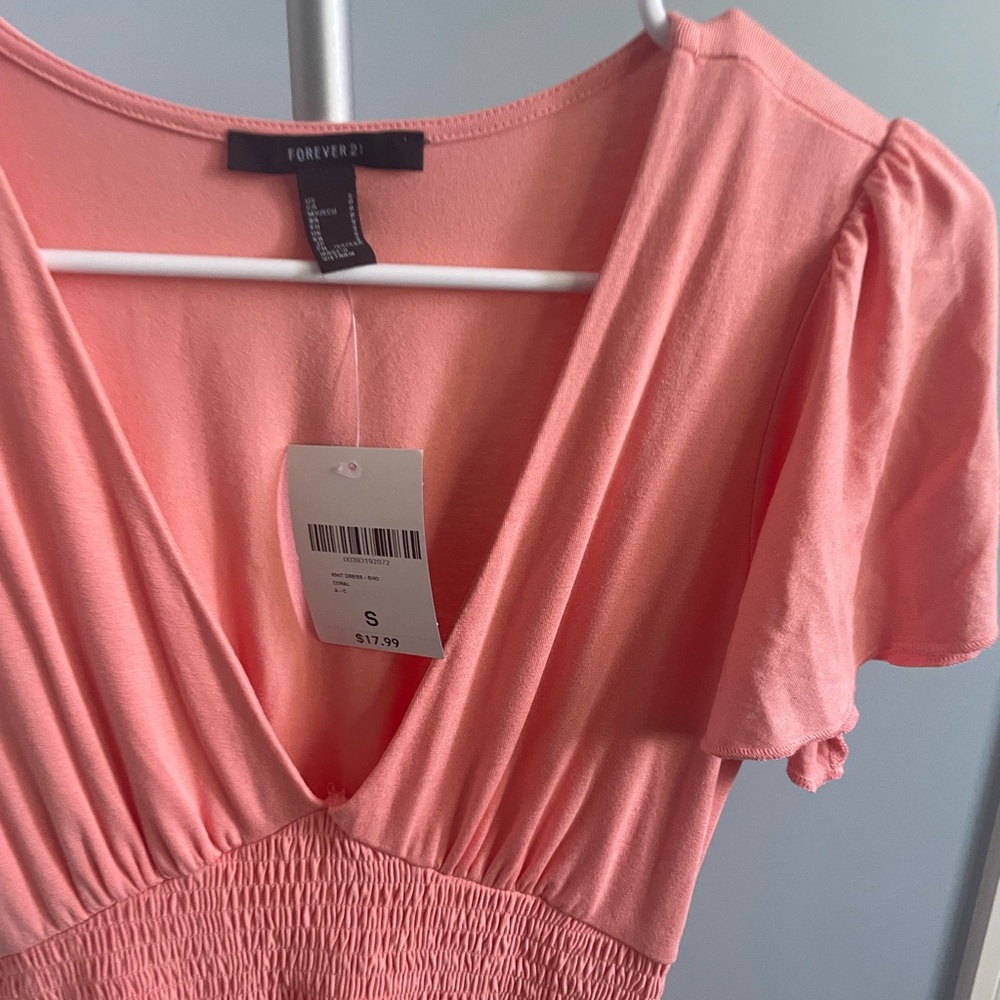 Pink Peach flutter sleeve short fit flare Women's Dress by Forever 21
